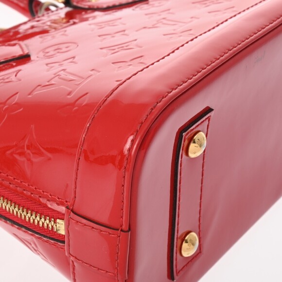Louis Vuitton Patent BB Red Cerise Handbag Alma Monogram Vernis - Picture 7 of 12